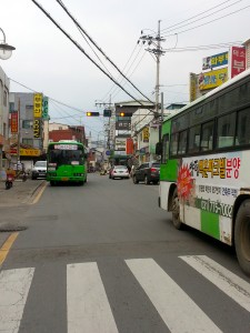 Buses on the main street towards my apartment.