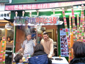 Turkish ice cream. Also very popular in Insadong and other tourist areas like Itaewon.
