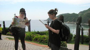 Sarah and I study our maps diligently.  Photo courtesy of Jon Collins.