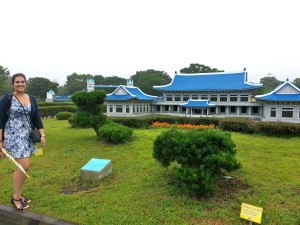 My travel buddy, Rafiqua, at the Korean government HQ known as "the Blue House," South Korea.